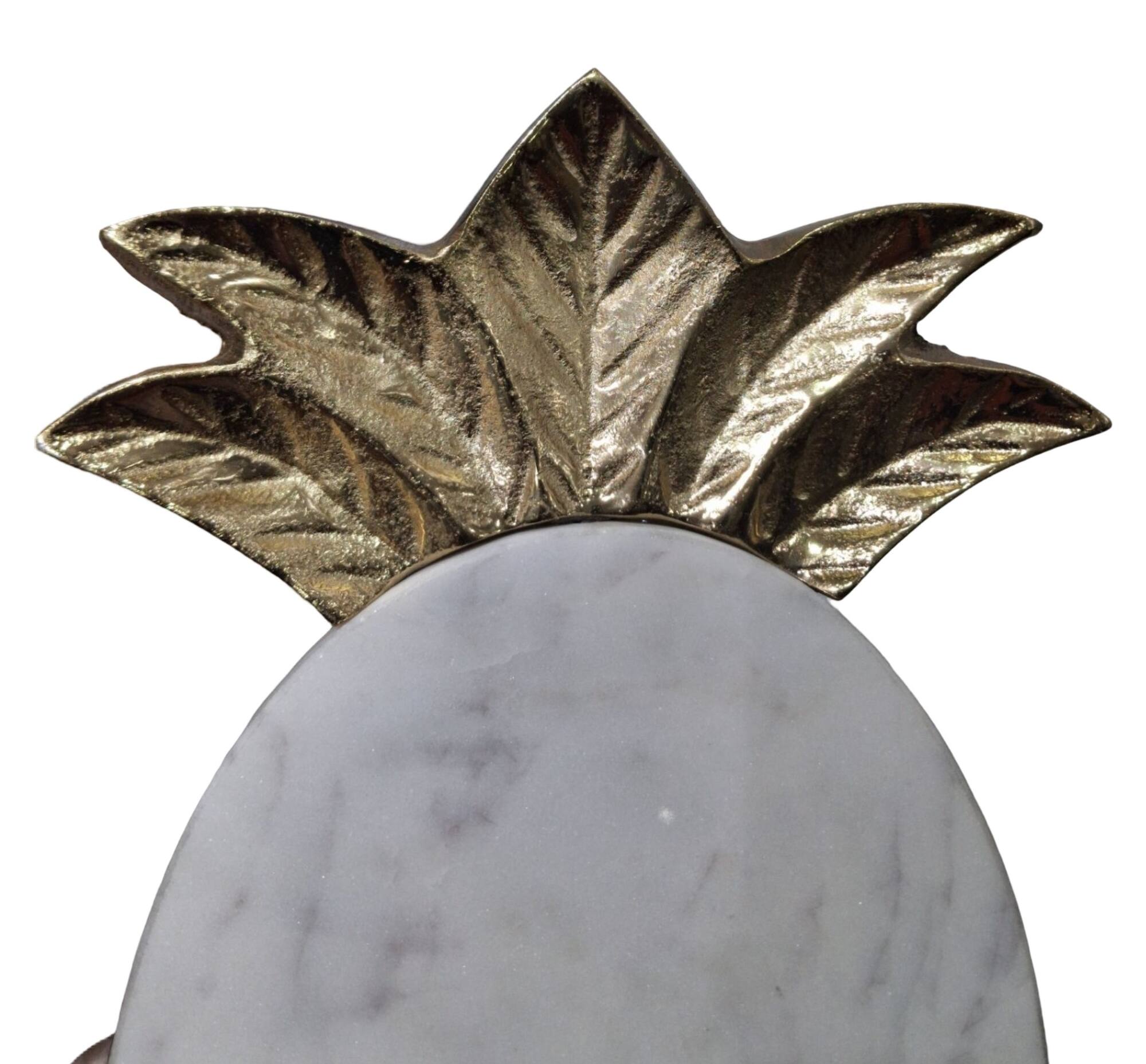 9.5" Gold & White Marble Pineapple Serving Board by Ashland®